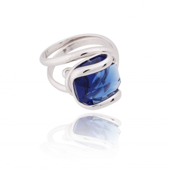 Marazzini - Swarovski zilveren donker blauwe ring