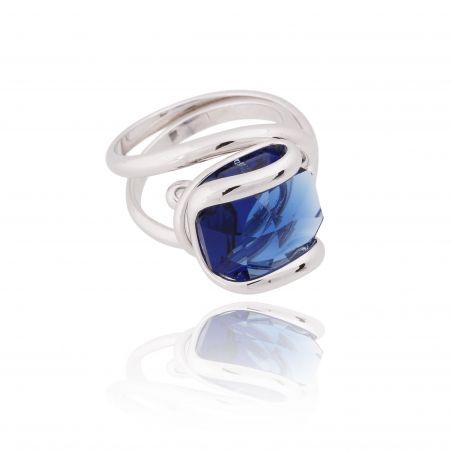 Marazzini - Swarovski zilveren donker blauwe ring