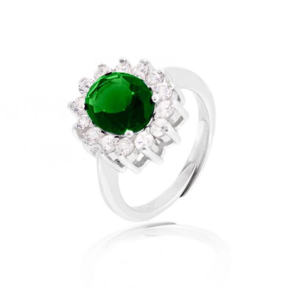Bague Diana vert émeraude - Bijoux en argent - Bague ajustable