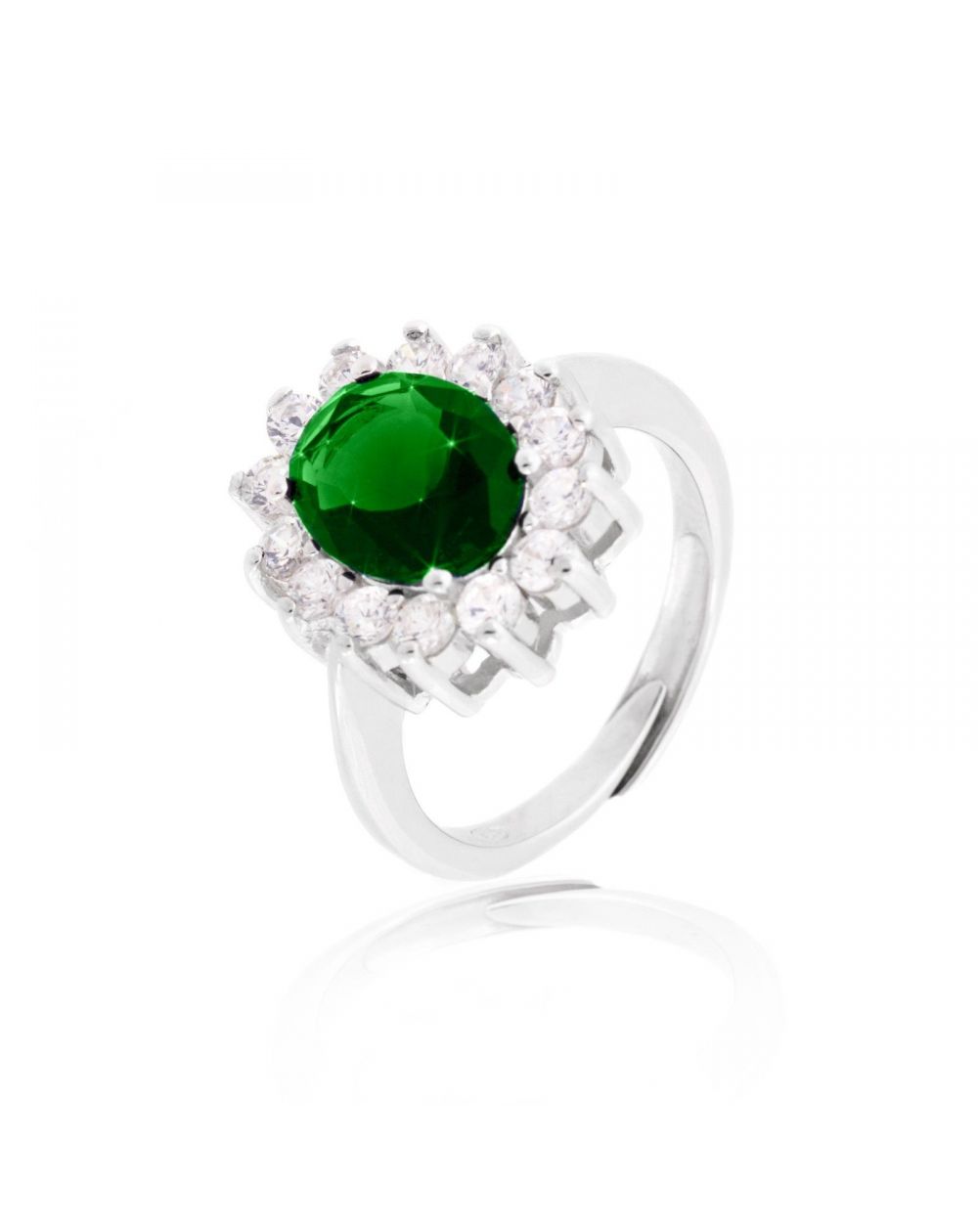 Bague Diana vert émeraude - Bijoux en argent - Bague ajustable