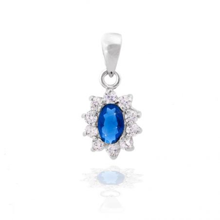 Pendentif Diana bleu saphir - Bijoux en argent - Pendentif argent 925