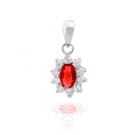 Pendentif Diana rouge rubis - Bijoux en argent - Pendentif argent 925