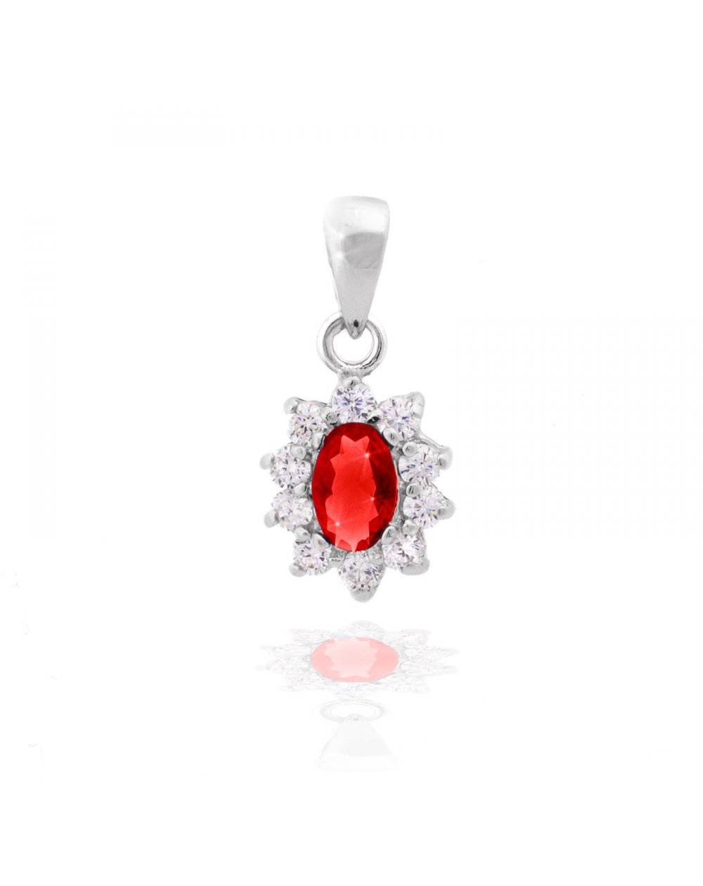 Pendentif Diana rouge rubis - Bijoux en argent - Pendentif argent 925