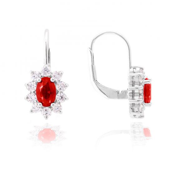 Dormeuses Diana rouge rubis - Bijoux en argent - Boucles d'oreilles