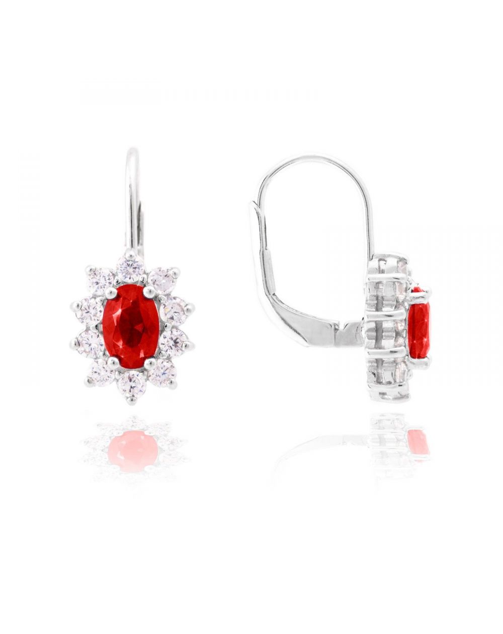 Dormeuses Diana rouge rubis - Bijoux en argent - Boucles d'oreilles