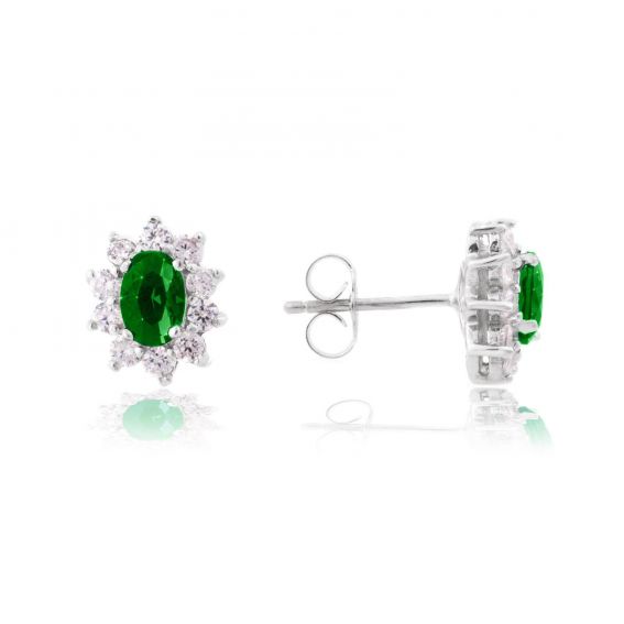 Perceuses Diana vert émeraude - Bijoux en argent - Boucles d'oreilles
