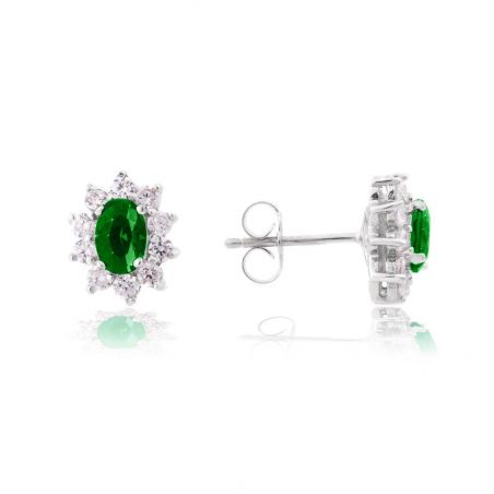 Perceuses Diana vert émeraude - Bijoux en argent - Boucles d'oreilles