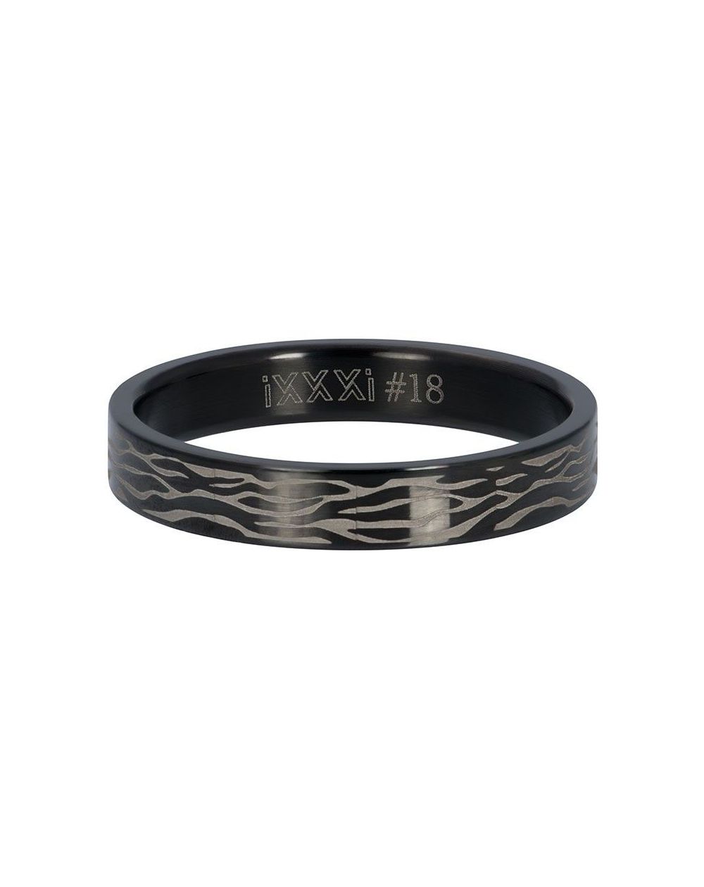 Anneau couvrant iXXXi zèbre noir 4mm - R5501-05 - Bijoux marque iXXXi