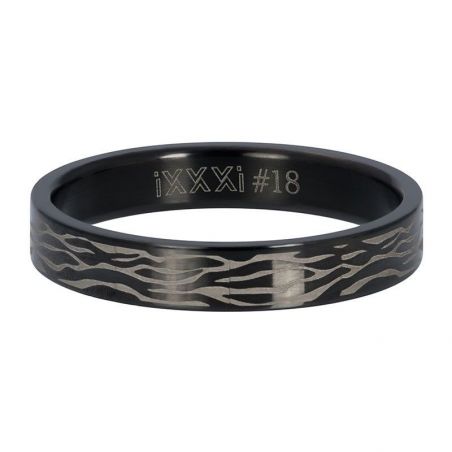 Anneau couvrant iXXXi zèbre noir 4mm - R5501-05 - Bijoux marque iXXXi