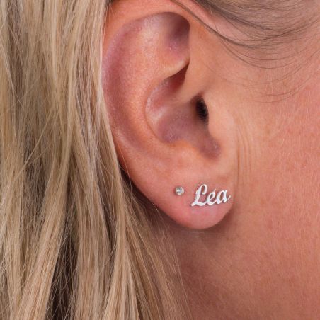 Boucles d'oreilles prénom en argent - Perceuse personnalisable