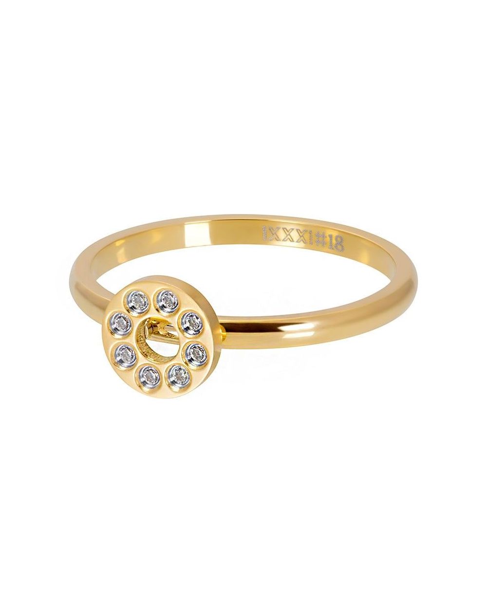 Solitaire gouden iXXXi natuurlijke blauwe steen Paillette