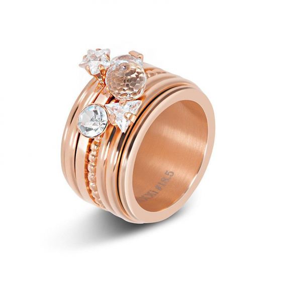 Solitaire gouden iXXXi natuurlijke blauwe steen Paillette