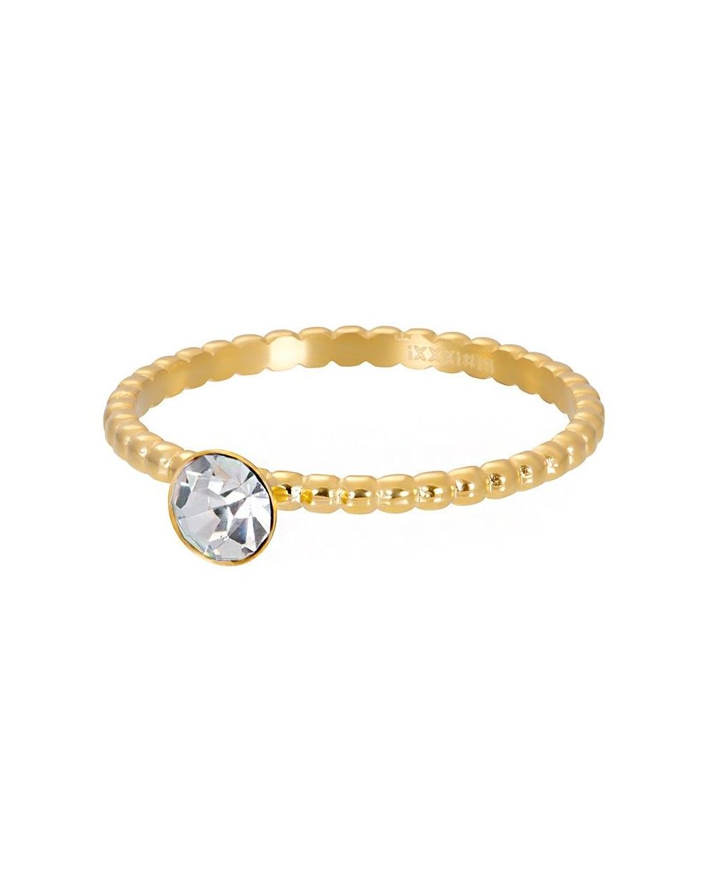 Solitaire gouden iXXXi natuurlijke blauwe steen Paillette