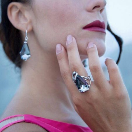 Swarovski blauwe kristallen oorbellen