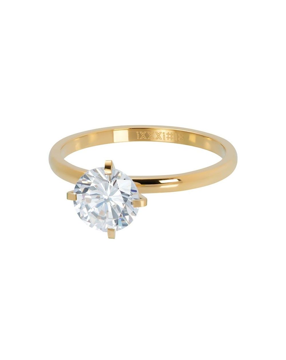 Anneau recouvrant iXXXi doré avec pierre solitaire glamour/secure