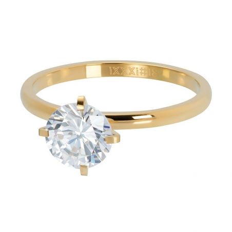 Anneau recouvrant iXXXi doré avec pierre solitaire glamour/secure