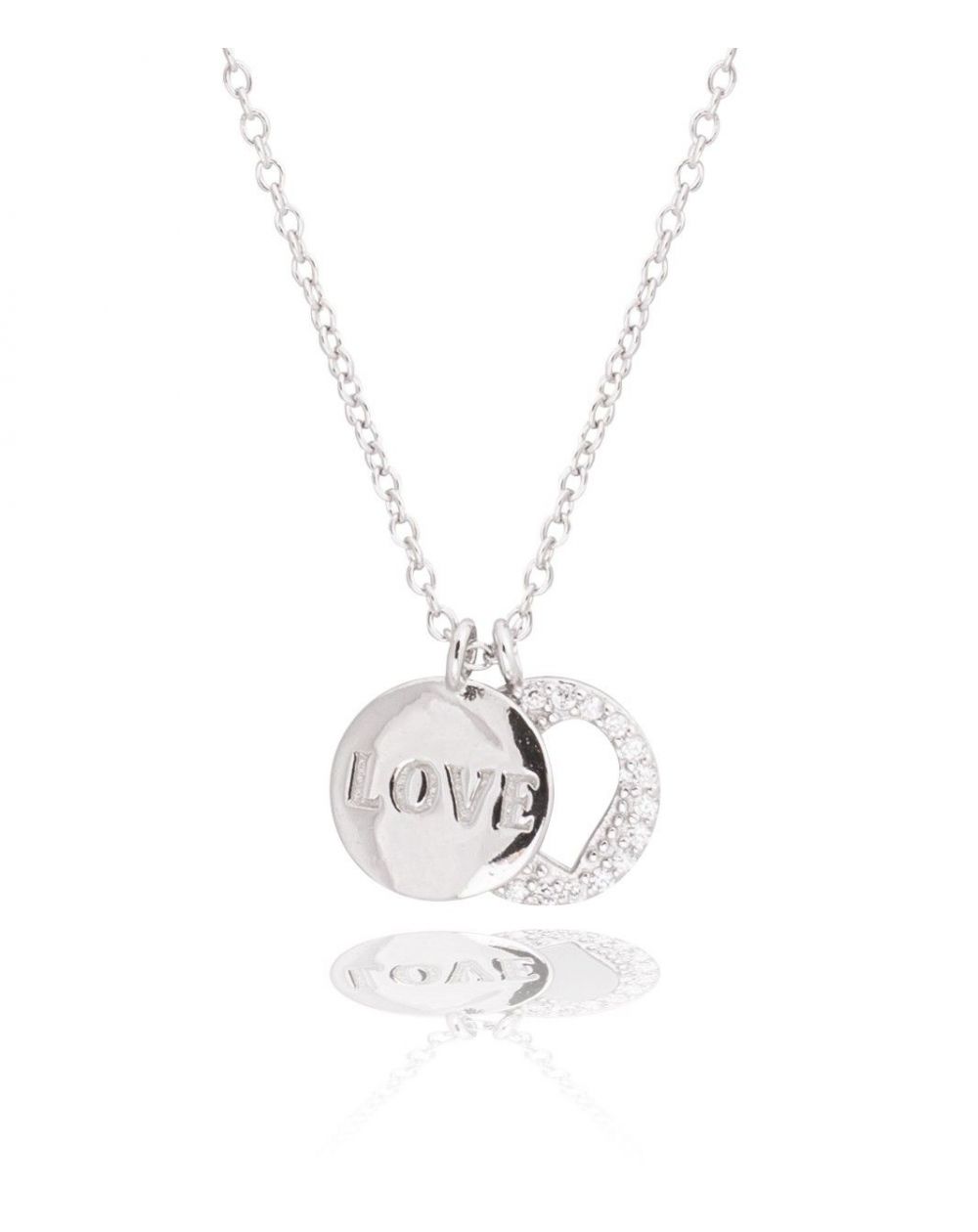 Collier double médaille Love & Coeur en argent 925 - Bijoux femme