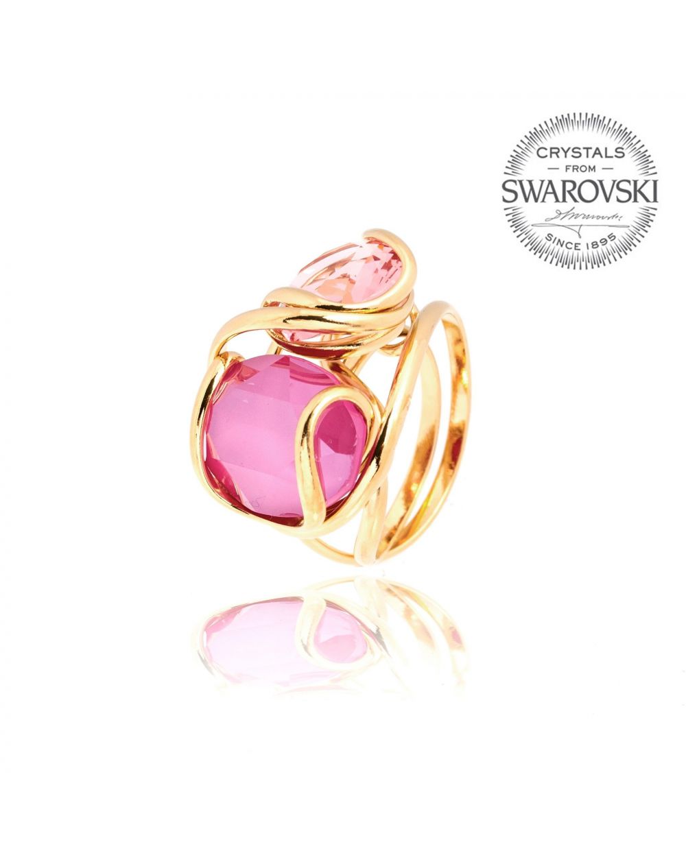Andrea Marazzini bijoux - Bague cristal Swarovski ovale doré double