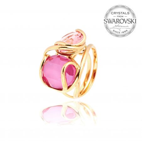 Andrea Marazzini bijoux - Bague cristal Swarovski ovale doré double