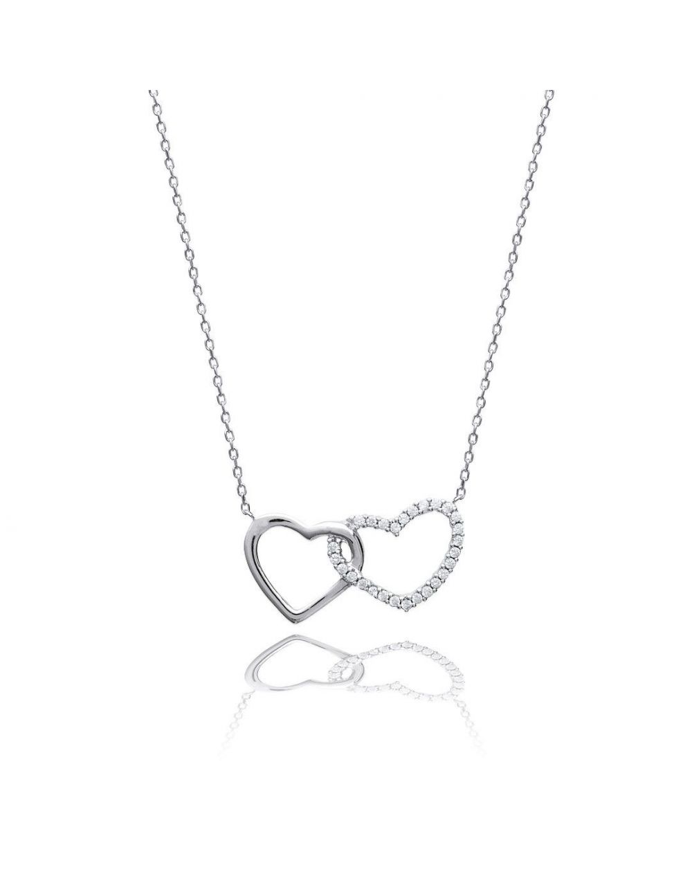 Collier double coeurs - Bijoux en argent - Collier coeur