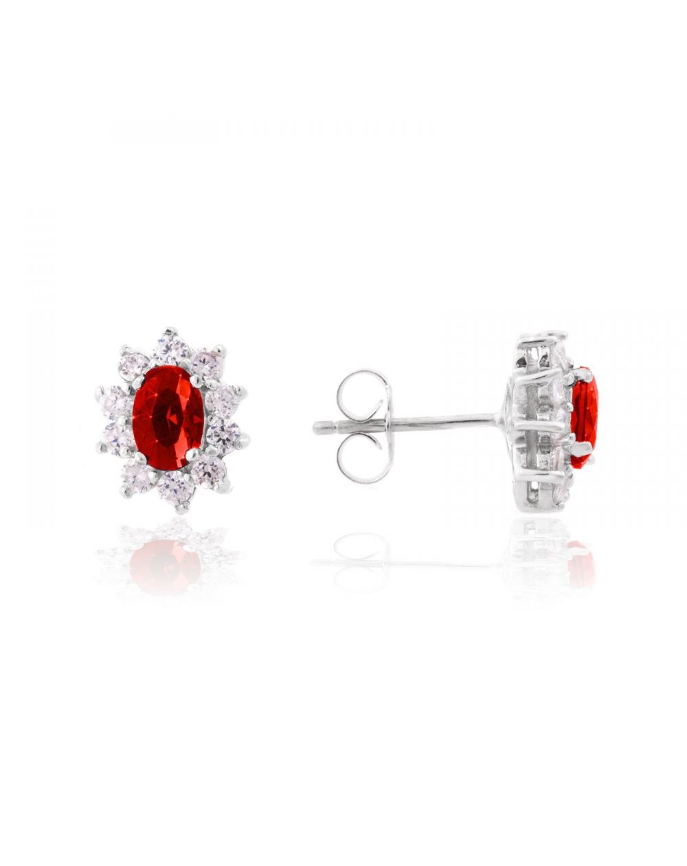 Perceuses Diana rouge rubis - Bijoux en argent - Boucles d'oreilles