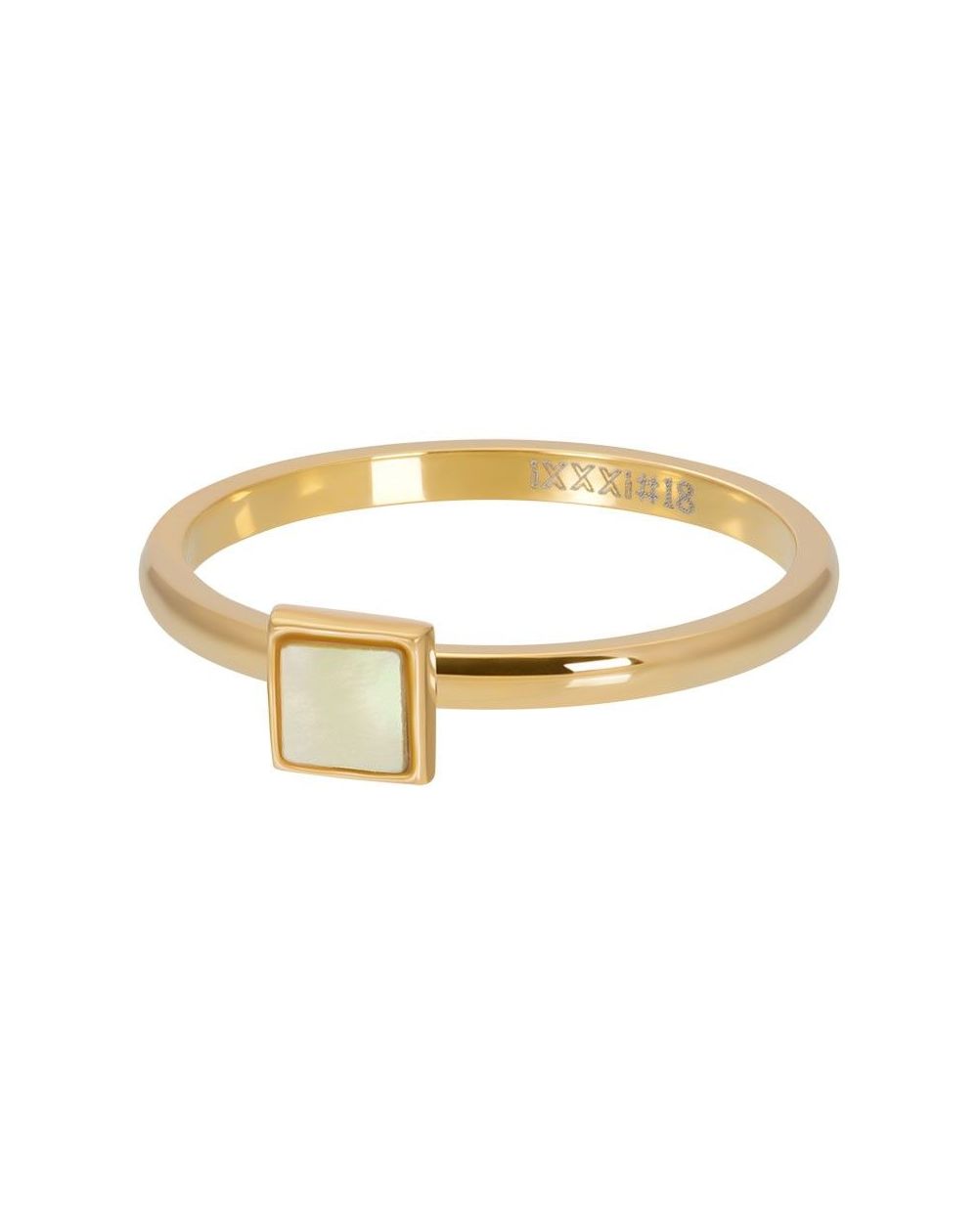 Pierre coquillage carré doré - Anneau iXXXi - Bagues de marque iXXXi