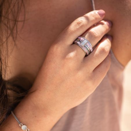 Silver square shell stone