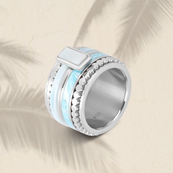 Silver square shell stone