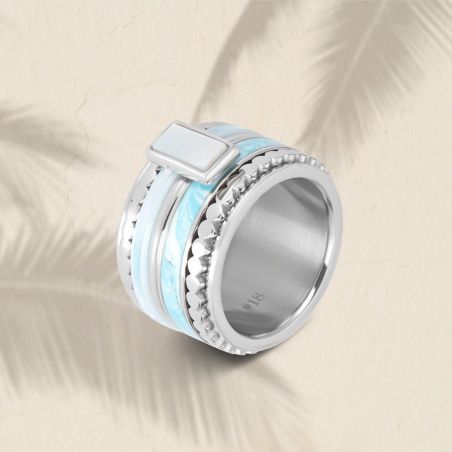 Silver square shell stone