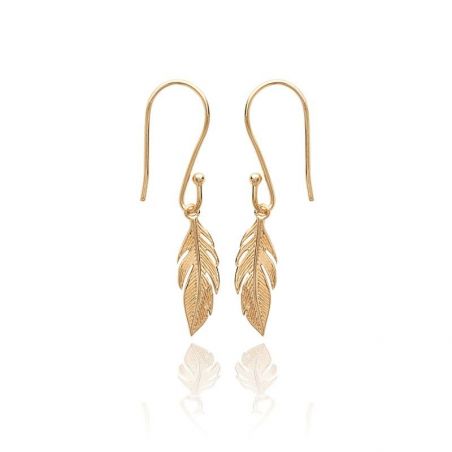 Créoles plume doré pour femme - Bijoux plaqué or