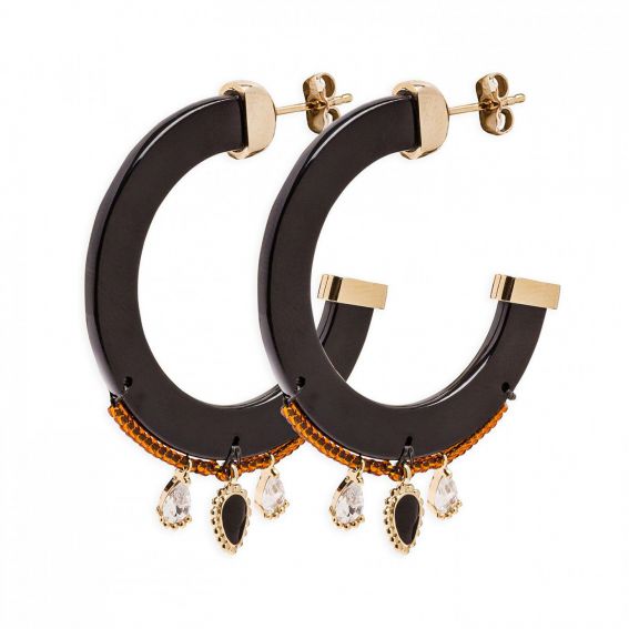 Boucle d'oreille Hipanema Flavia Black - Bijoux de marque Hipanema