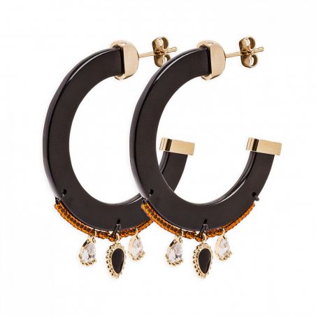 Boucle d'oreille Hipanema Flavia Black - Bijoux de marque Hipanema