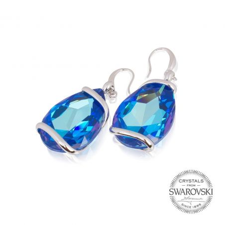 DENIM blauwe Swarovski kristallen oorbellen