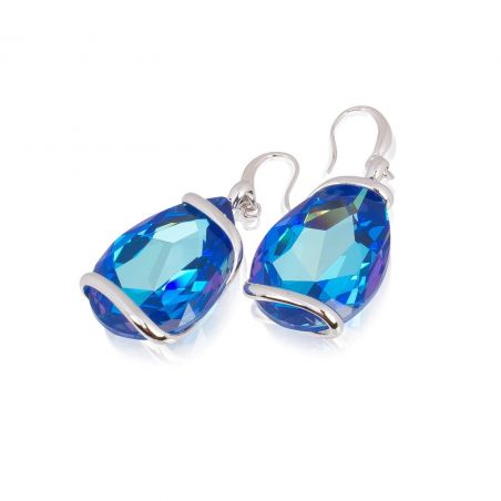 DENIM blauwe Swarovski kristallen oorbellen