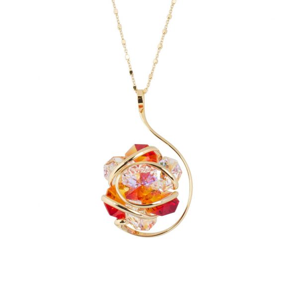 Collier Andrea Marazzini, bijou cristal Swarovski Flower Fire Opal/AB