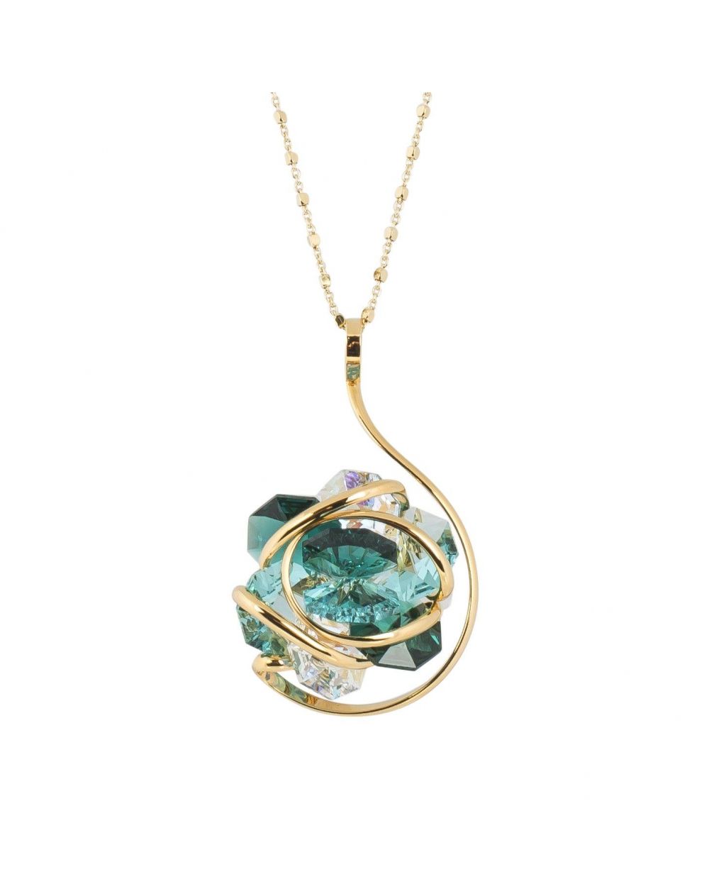oval Swarovski mint crystal necklace