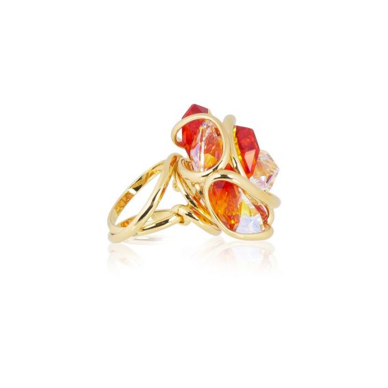 Andrea Marazzini - Bague cristal Swarovski Flower F49 Fire Opal/AB