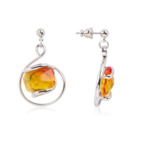 Boucles d'oreilles Andrea Marazzini - Cristal Swarovski Octagon Fire Opal