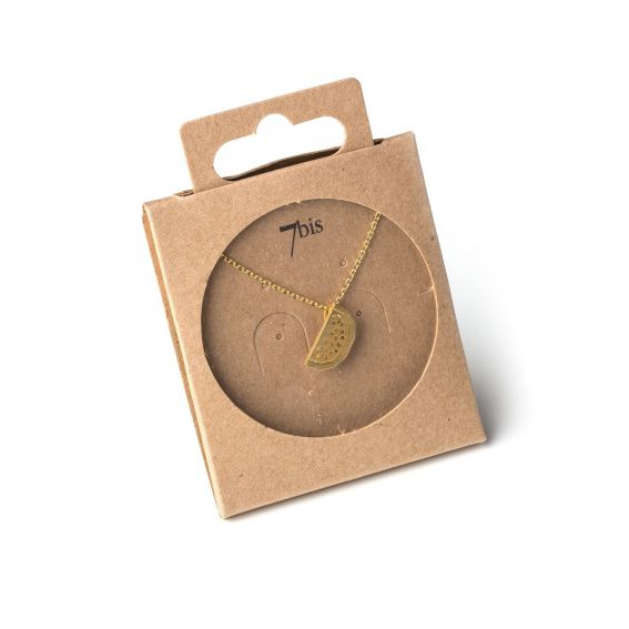 Emballage du collier 7bis pastèque (fruit) doré