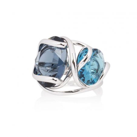 Andrea Marazzini bijoux - Bague cristal Swarovski Ovale Turquoise Mini Double