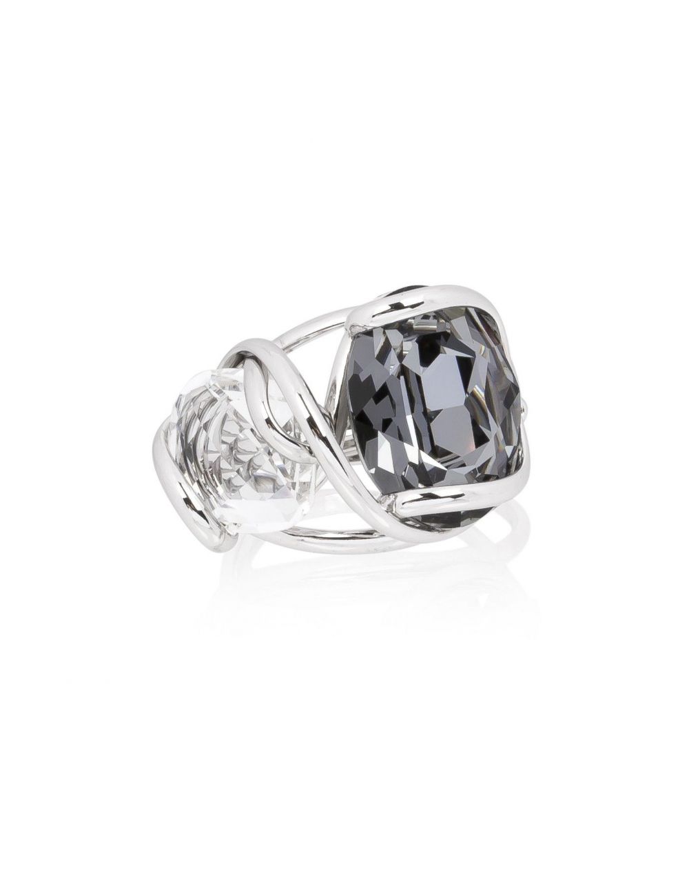 Andrea Marazzini bijoux - Bague cristal Swarovski Ovale Silver Night Mini Double