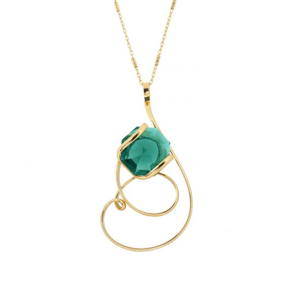 oval Swarovski mint crystal necklace
