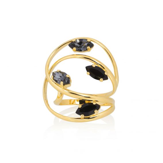 Andrea Marazzini bijoux - Bague cristal Swarovski Navette L.A. JET/SI