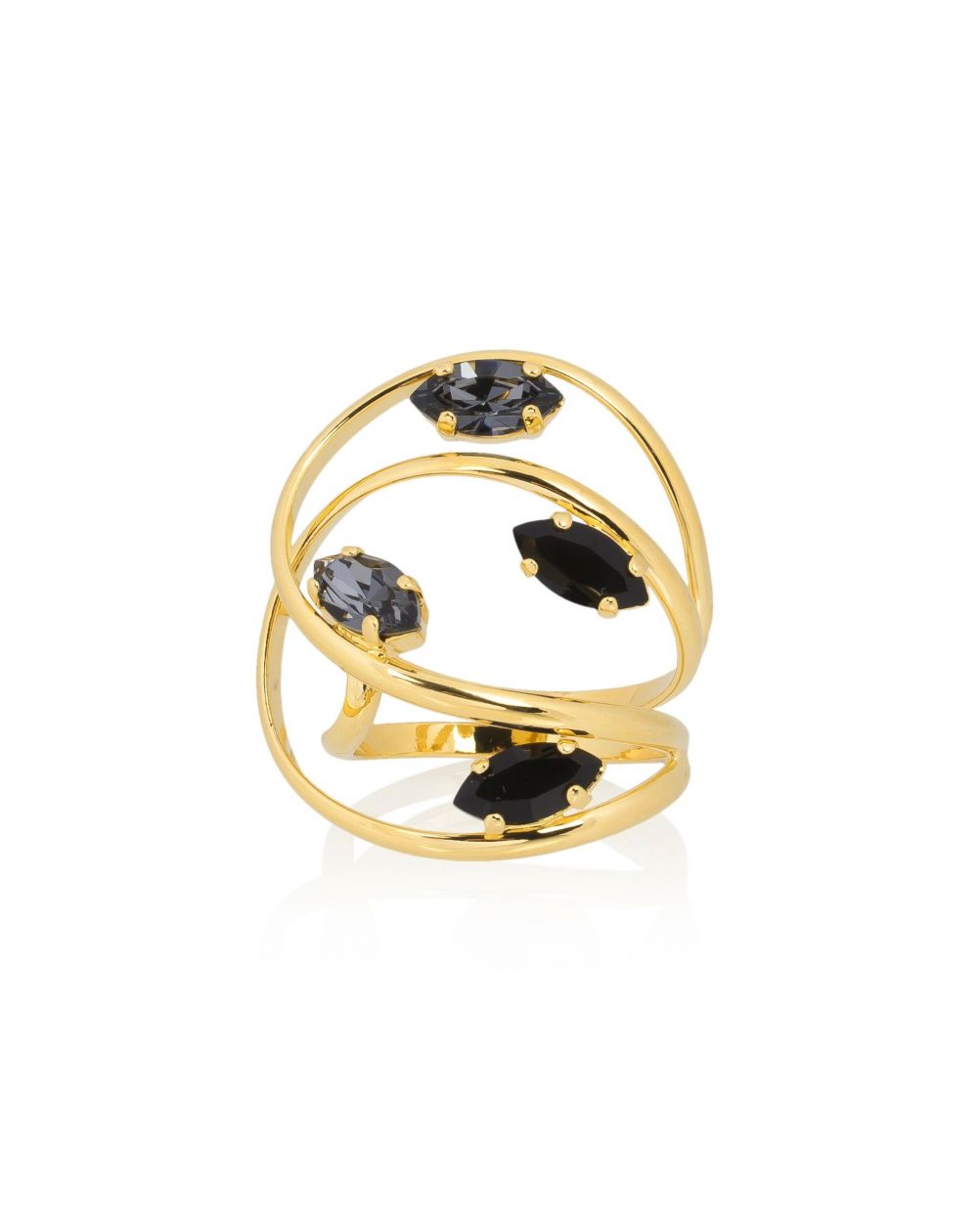 Andrea Marazzini bijoux - Bague cristal Swarovski Navette L.A. JET/SI