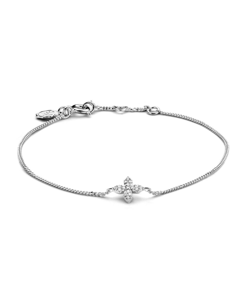 Bracelet Little Flower - 17 diamants - Bracelet en argent avec diamant