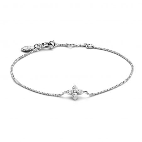 Bracelet Little Flower - 17 diamants - Bracelet en argent avec diamant