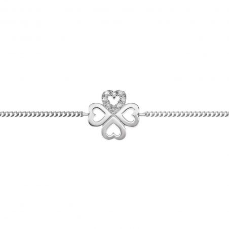 Bracelet Chance - Trèfle - 8 diamants - Bracelet en argent avec diamants