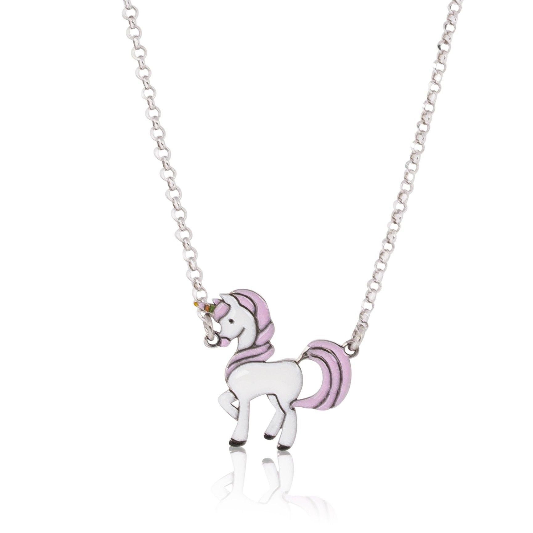 Unicorn Pendant Necklace in Two-Tone Rose Gold