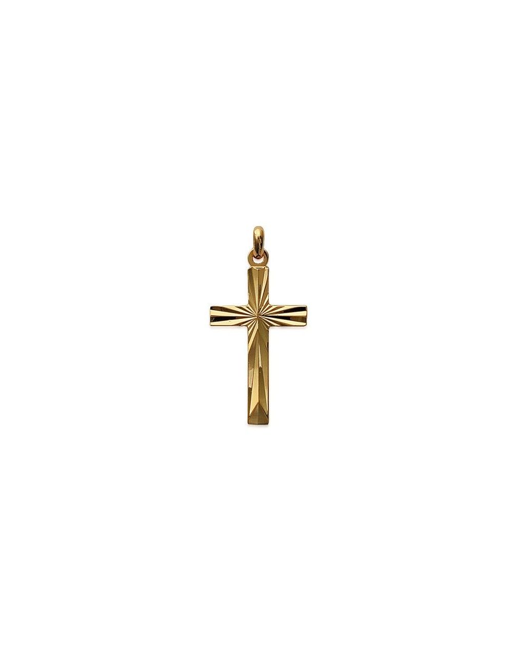 Pendentif Croix dorée facettée - Bijoux en argent 925 - Pendentif