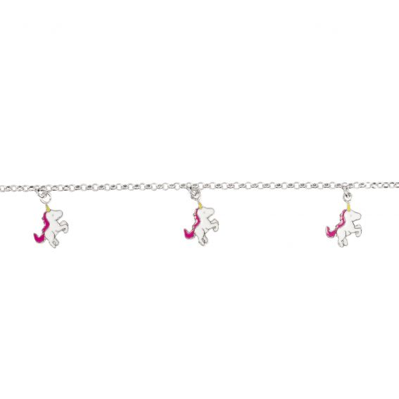 Bracelet licorne rose enfant - Bracelet enfant en argent 925